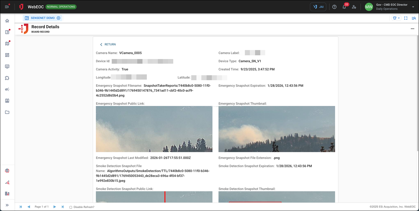 SenseNet Wildfire Data
